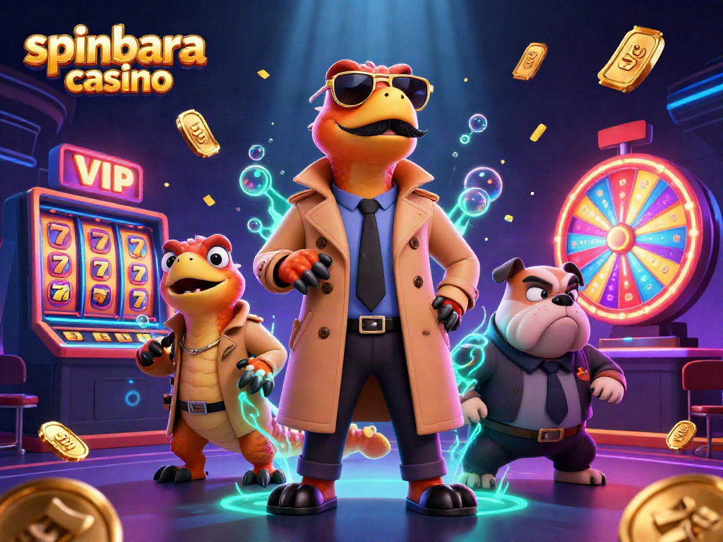 Experience excitement at spinbara casino with a dynamic 3D illustration of raptors in disguise.